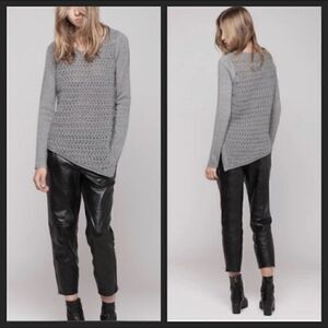 HELMUT LANG Gray Knit Wool Cashmere Asymmetric Pullover Sweater